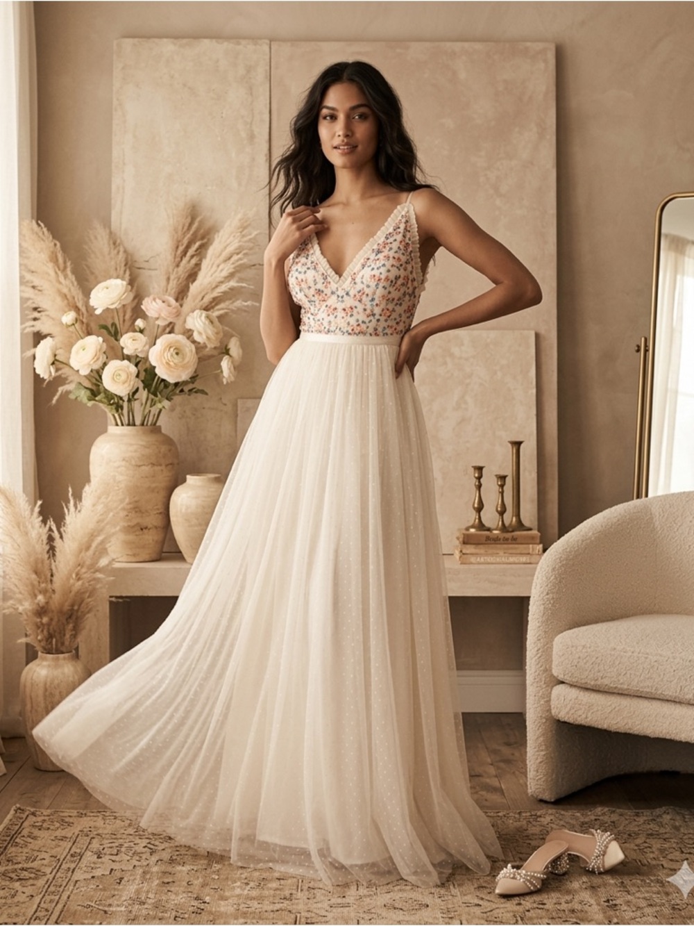 Needle & Thread Lovell Ditsy Bodice Cami Gown 2 NWT